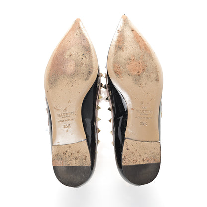 Valentino Garavani Patent Rockstud Ballerina Flats 35.5 Black Poudre 5 of 13