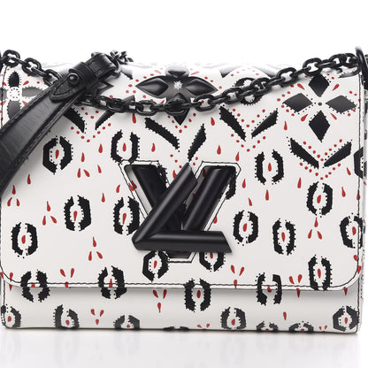 Louis Vuitton Calfskin Graphic Print Twist Shoulder Bag MM White Black 9 of 13