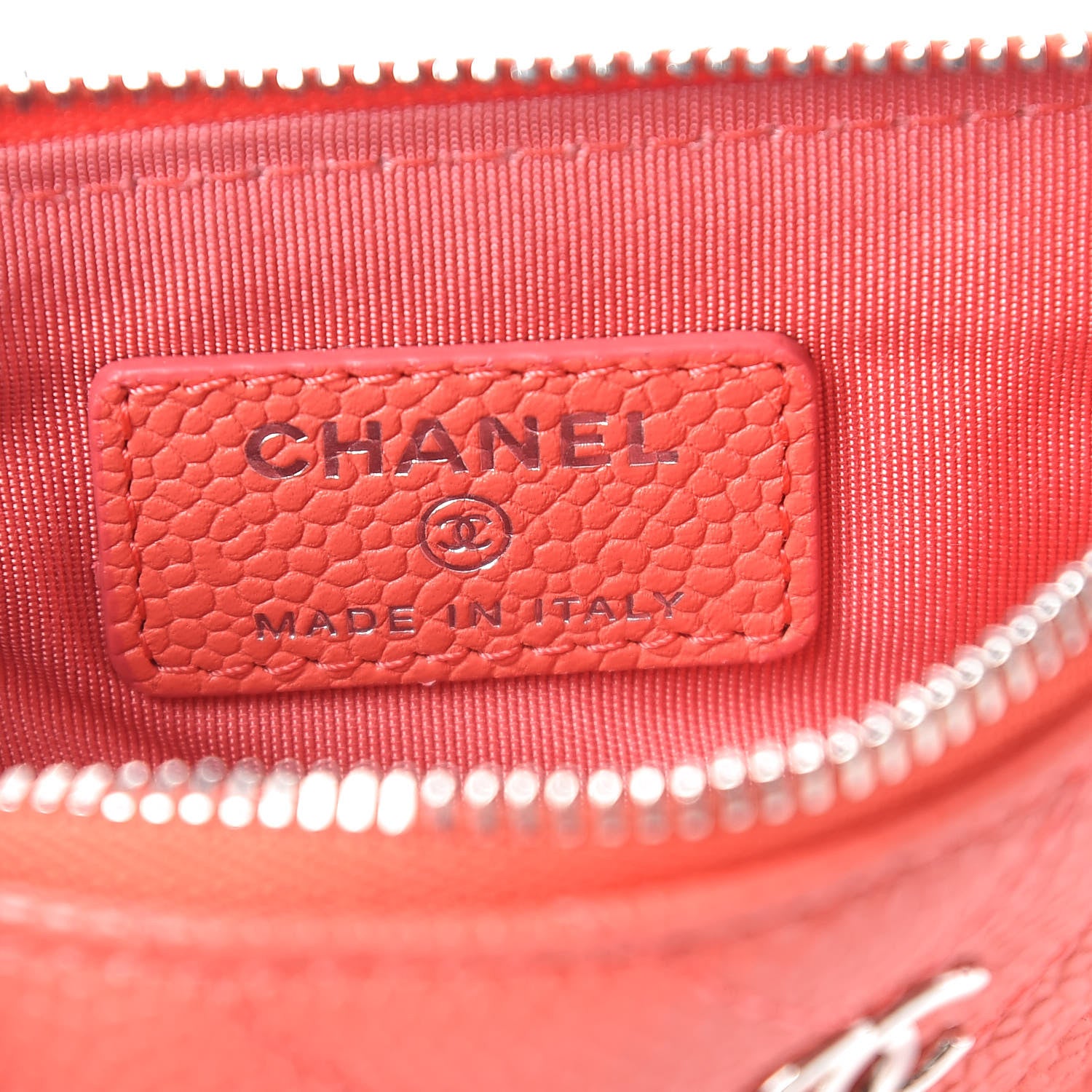 Chanel Caviar Chevron Quilted Small Cosmetic Case Coral 6 of 8