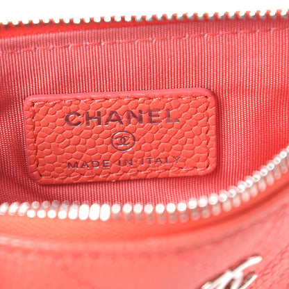Chanel Caviar Chevron Quilted Small Cosmetic Case Coral 6 of 8