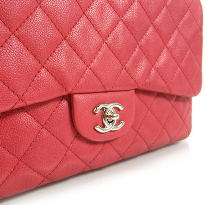 Chanel Caviar JUMBO Classic Flap Fuchsia Red 5 of 9