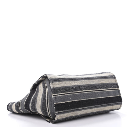 Chanel Striped Canvas Medium Deauville Tote Black 5 of 11