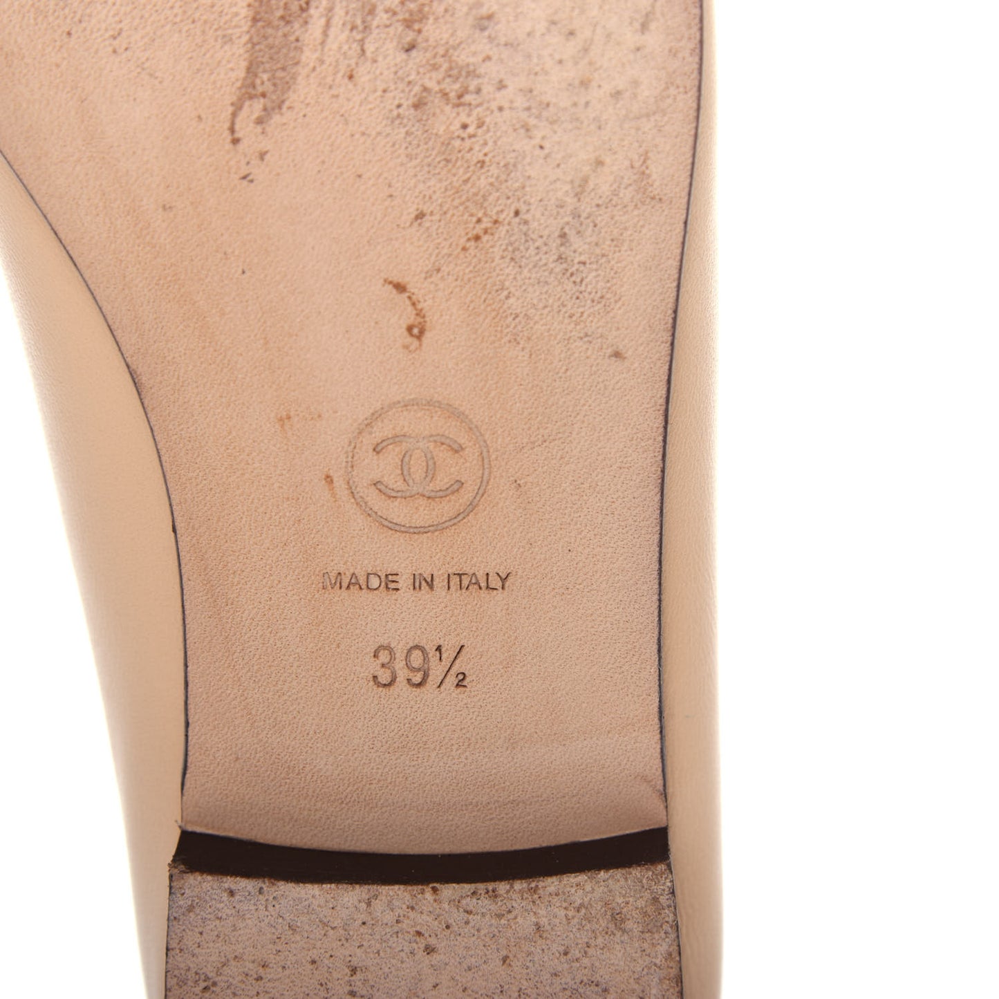 Lambskin Cap Toe CC Ballerina Flats 39.5 Beige Black