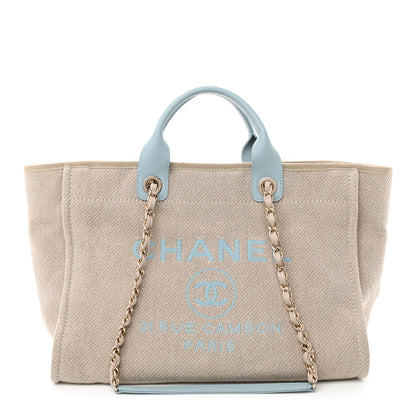 Chanel Mixed Fibers Calfskin Medium Deauville Tote Grey Light Blue 2 of 12