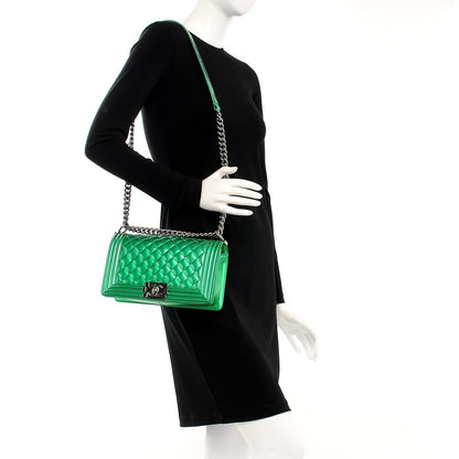 Chanel Patent Calfskin Quilted Medium Boy Flap Green 2 of 13