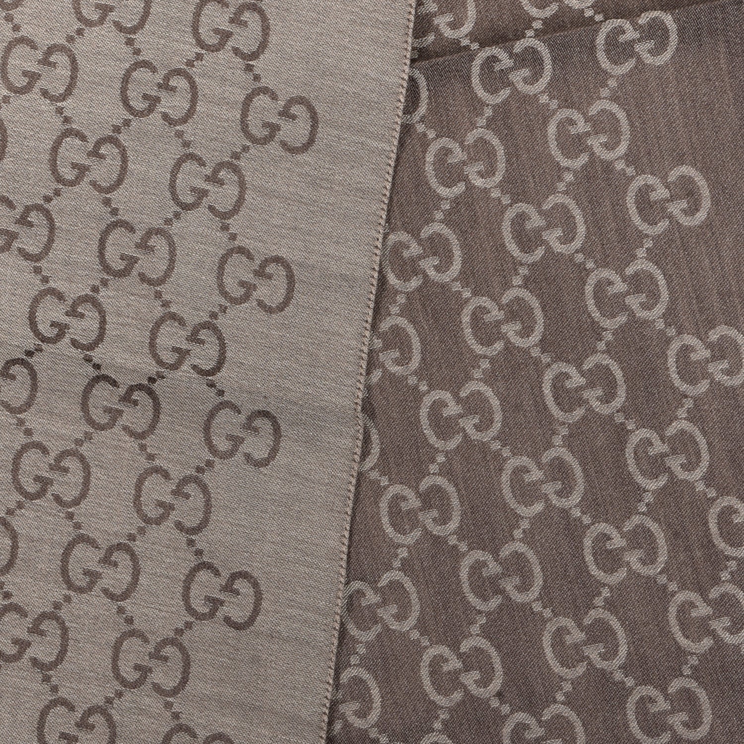 Gucci Wool Silk GG Monogram GGNat Scarf Rope Dark Brown 3 of 5