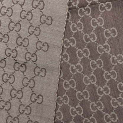 Gucci Wool Silk GG Monogram GGNat Scarf Rope Dark Brown 3 of 5