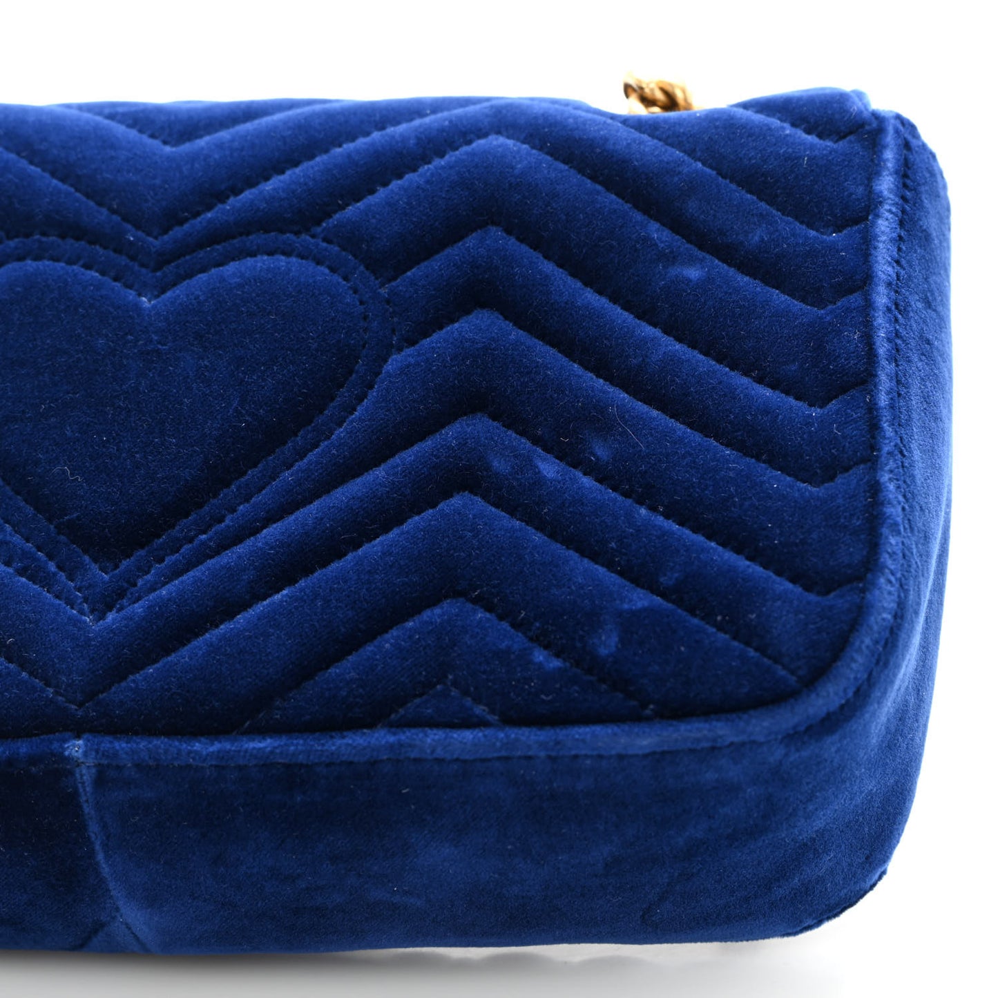 Velvet Matelasse Small GG Marmont Shoulder Bag Cobalt Blue