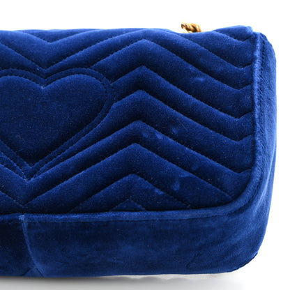 Gucci Velvet Matelasse Small GG Marmont Shoulder Bag Cobalt Blue 13 of 14