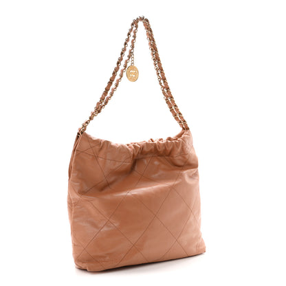 Chanel Shiny Calfskin Quilted Small Chanel 22 Camel 4 of 11
