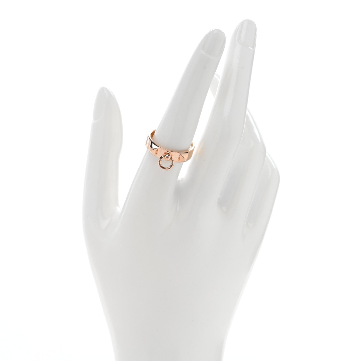 Hermes 18K Rose Gold PM Collier De Chien Ring 57 8 2 of 5