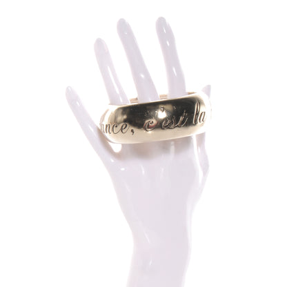 Chanel Wide Metal L'Elegance French Quote Bangle Gold 2 of 6