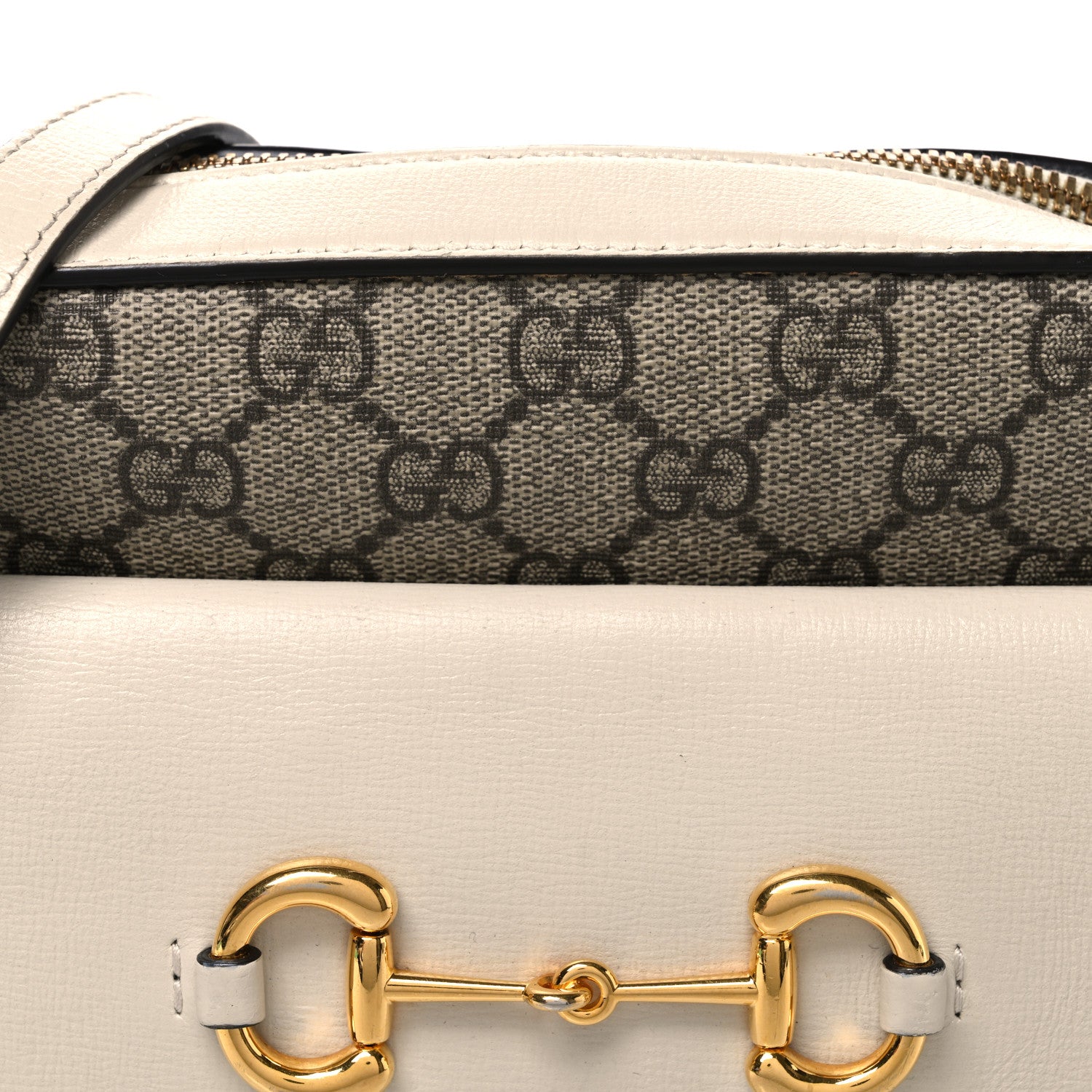 Gucci GG Supreme Monogram Small Horsebit 1955 Shoulder Bag Beige Mystic White 8 of 10