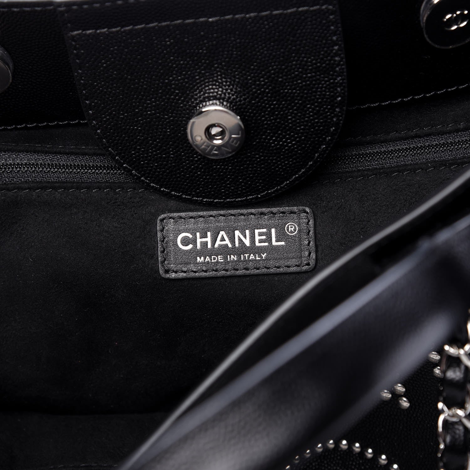 Chanel Caviar Large Studded Deauville Tote Black 7 of 8
