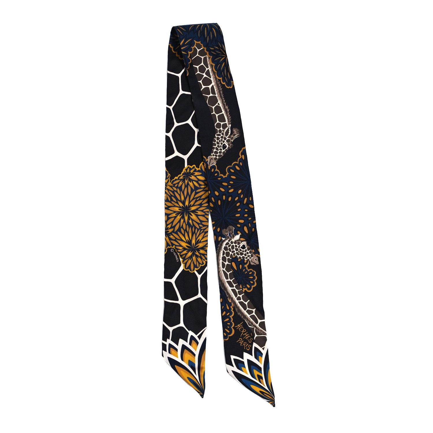 Hermes Silk Three Graces Twilly Black Gold Taupe 2 of 4