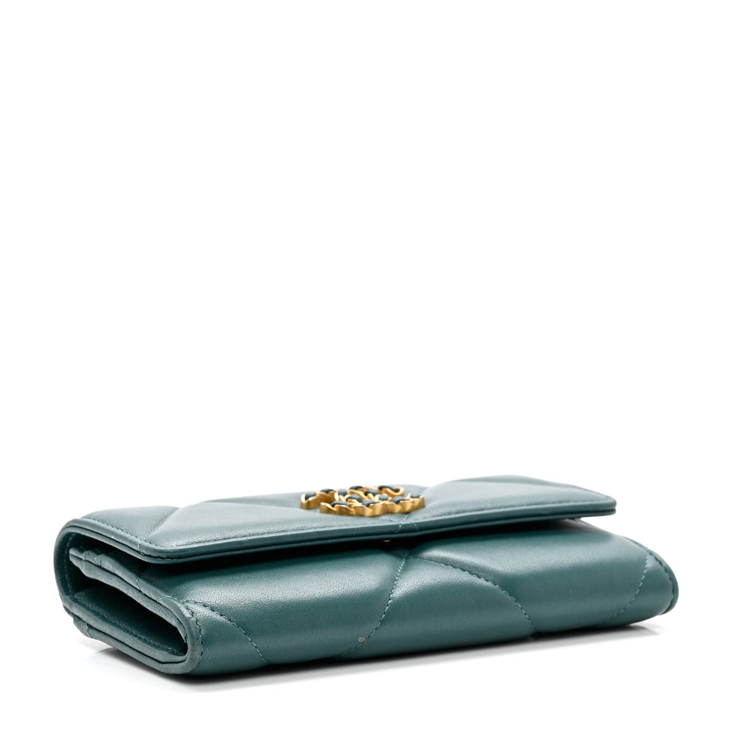 Chanel Lambskin Quilted Chanel 19 Flap Wallet Dark Green 4 of 10