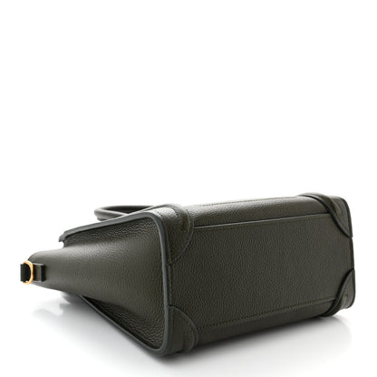 Celine Drummed Calfskin Nano Luggage Khaki 4 of 12