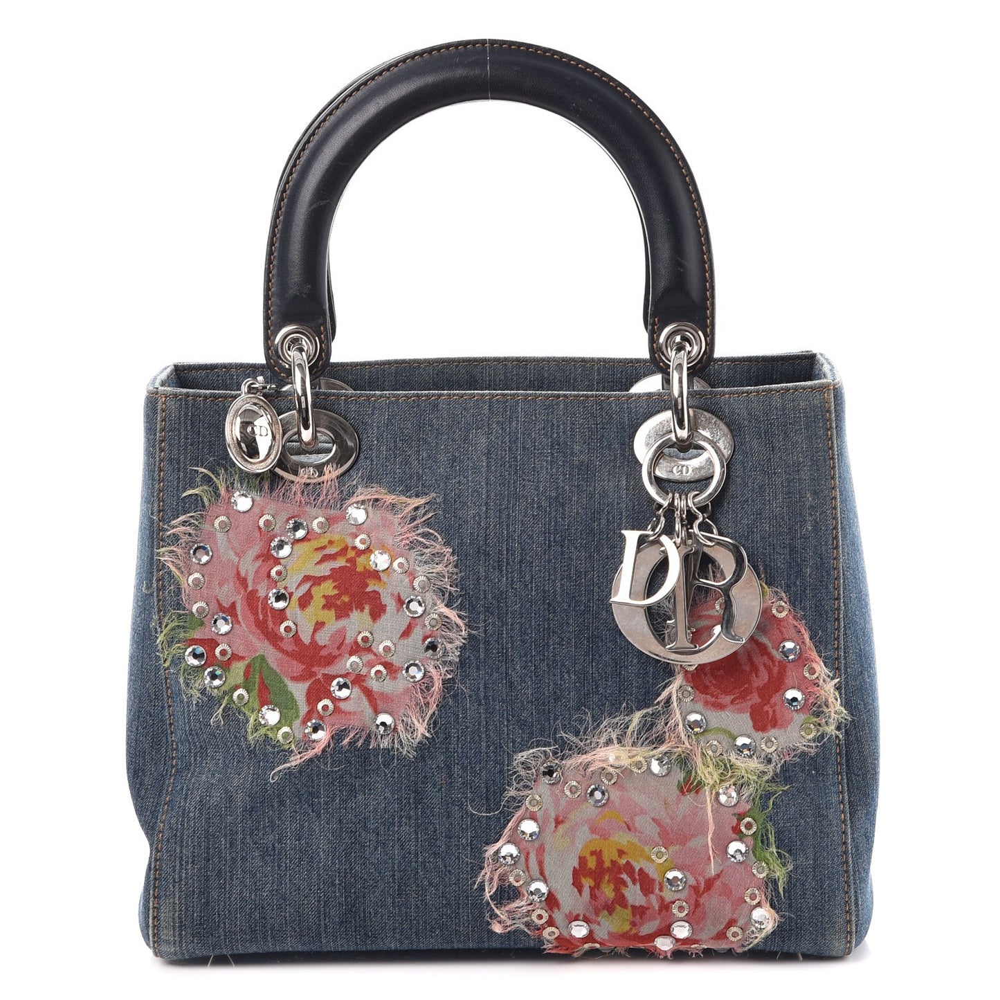 Denim Crystal Medium Lady Dior Blue