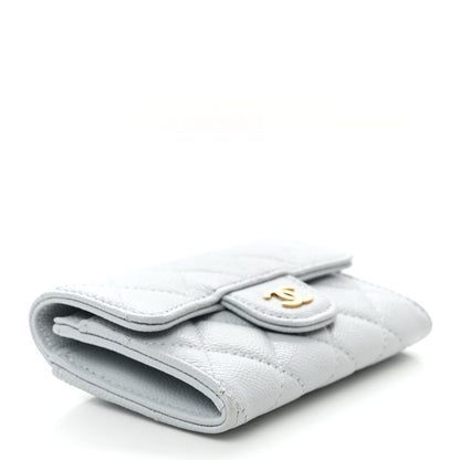 Chanel Caviar Quilted Flap Card Holder Wallet Light Blue 4 of 9