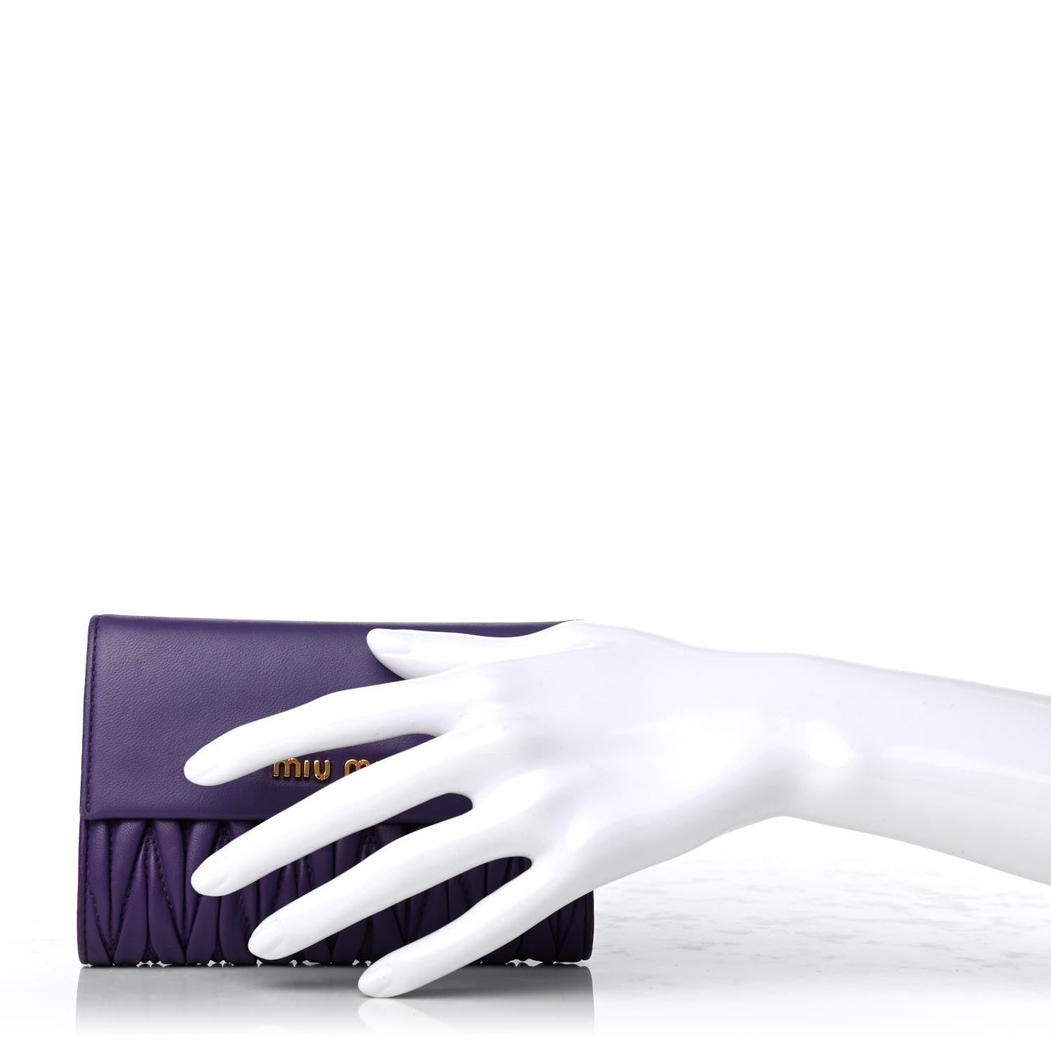 Miu Miu Nappa Matelasse Tri-Fold Flap Wallet Viola 2 of 8