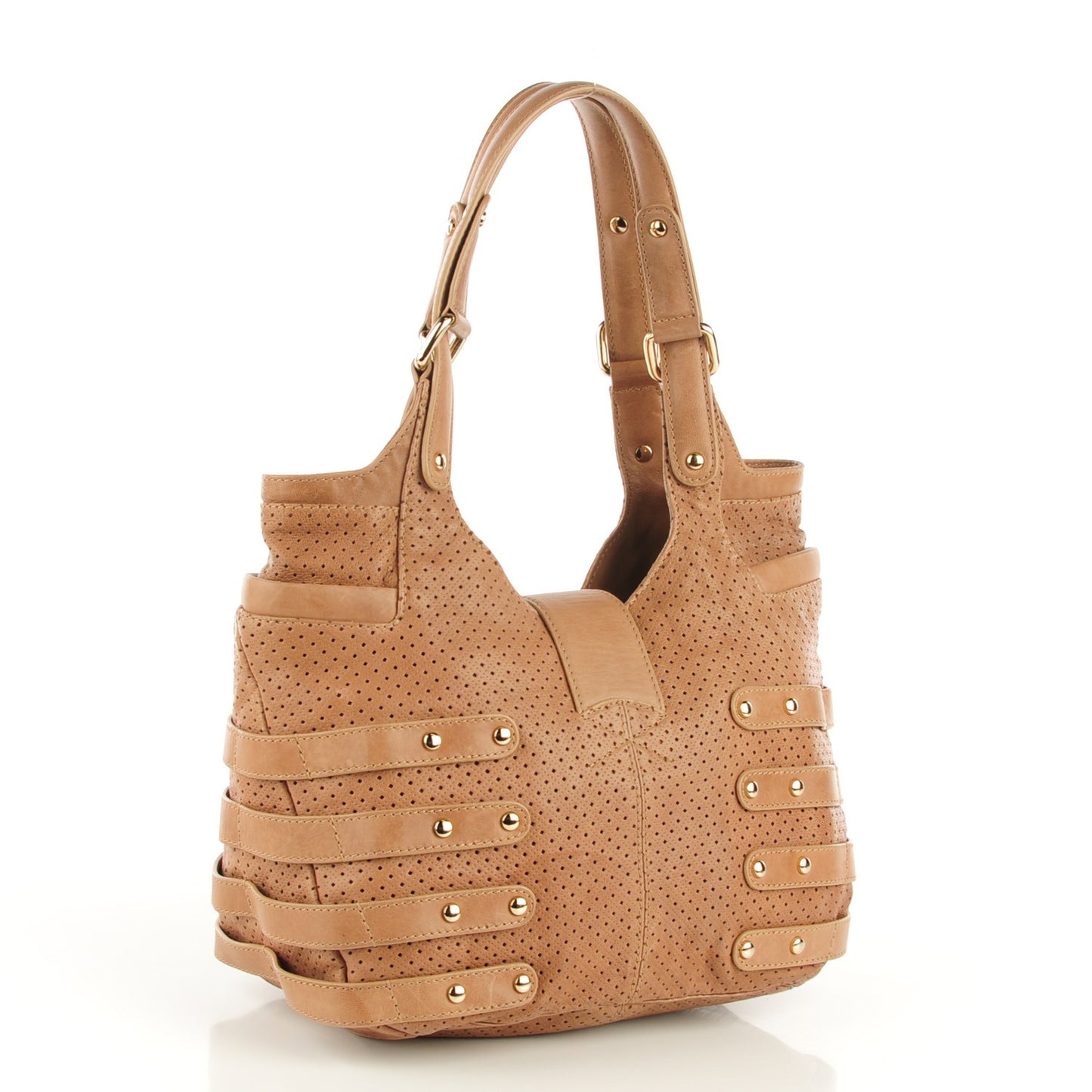 Nappa Perforated Bree Tote Camel