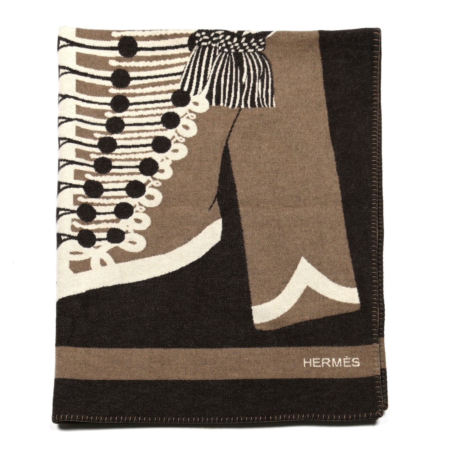 Wool Cashmere Brandebourgs Blanket Ecorce
