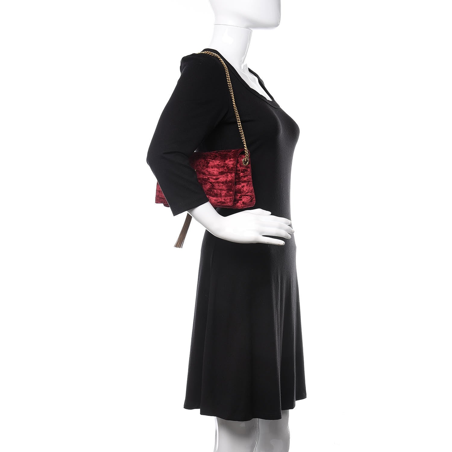 Saint Laurent Velvet Monogram Tassel Kate 99 Red 3 of 11