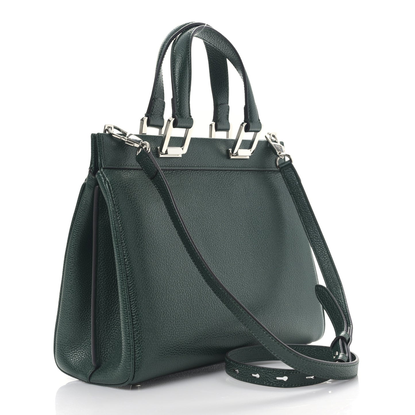 Grainy Calfskin Small Zumi Top Handle Bag Vintage Green
