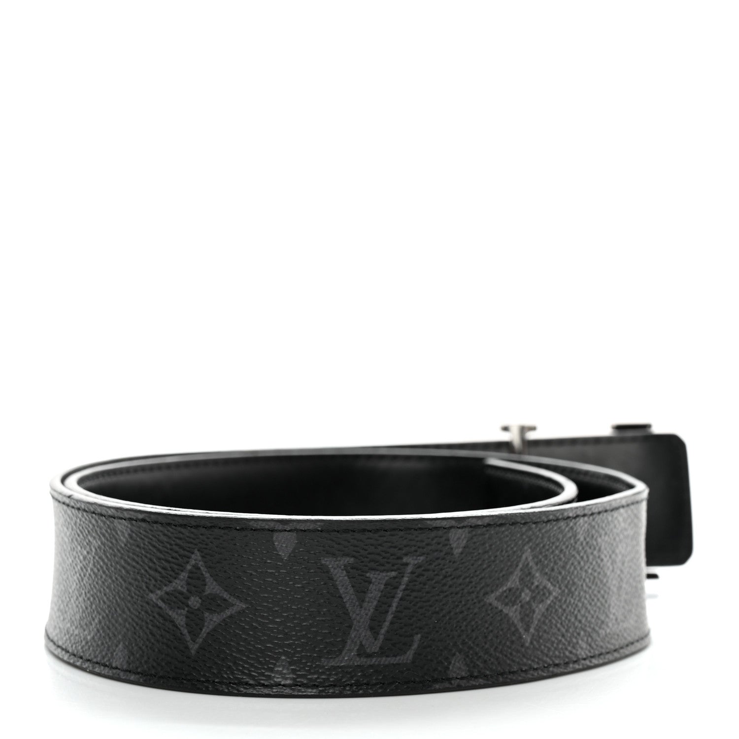 Louis Vuitton Monogram Eclipse Taigarama 40mm LV Initiales Reversible Belt 80 32 Black 2 of 7