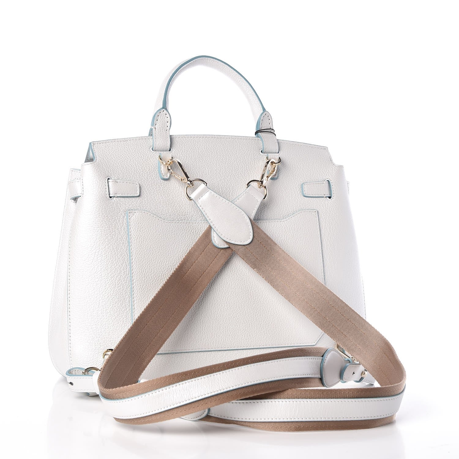 MCM Grained Calfskin Large Milla Convertible Backpack White 4 of 17