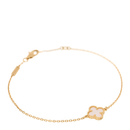 Van Cleef & Arpels 18K Yellow Gold Mother of Pearl Sweet Alhambra Bracelet 1 of 3