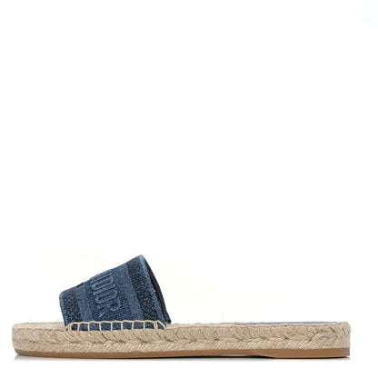 Christian Dior Denim Embroidered Granville Espadrille Flat Slide Sandals 35.5 Blue 1 of 6