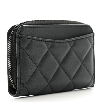 Chanel Pearly Lambskin Quilted Zip Coin Purse So Black 3 of 8