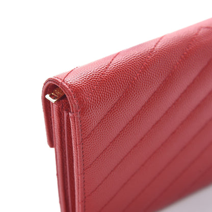 Saint Laurent Grain De Poudre Matelasse Chevron Monogram Wallet Lipstick Red 12 of 12