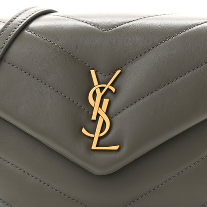 Saint Laurent Calfskin Y Quilted Monogram Toy Loulou Crossbody Bag Grey Kaki 8 of 11
