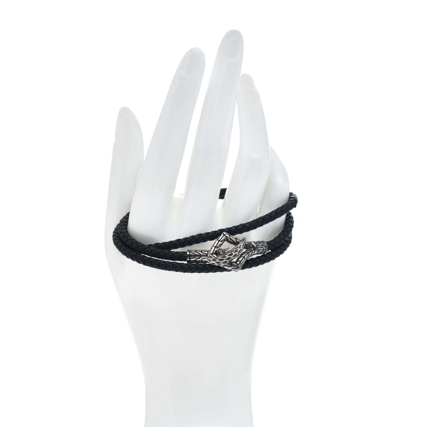 Sterling Silver Leather Legends Naga Triple Wrap Bracelet