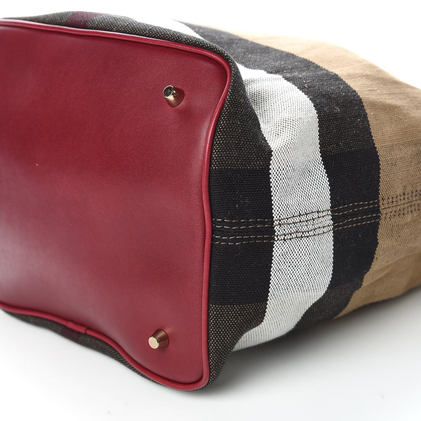 Grainy Calfskin Canvas Mega Check Medium Ashby Tassel Hobo Burgundy Red