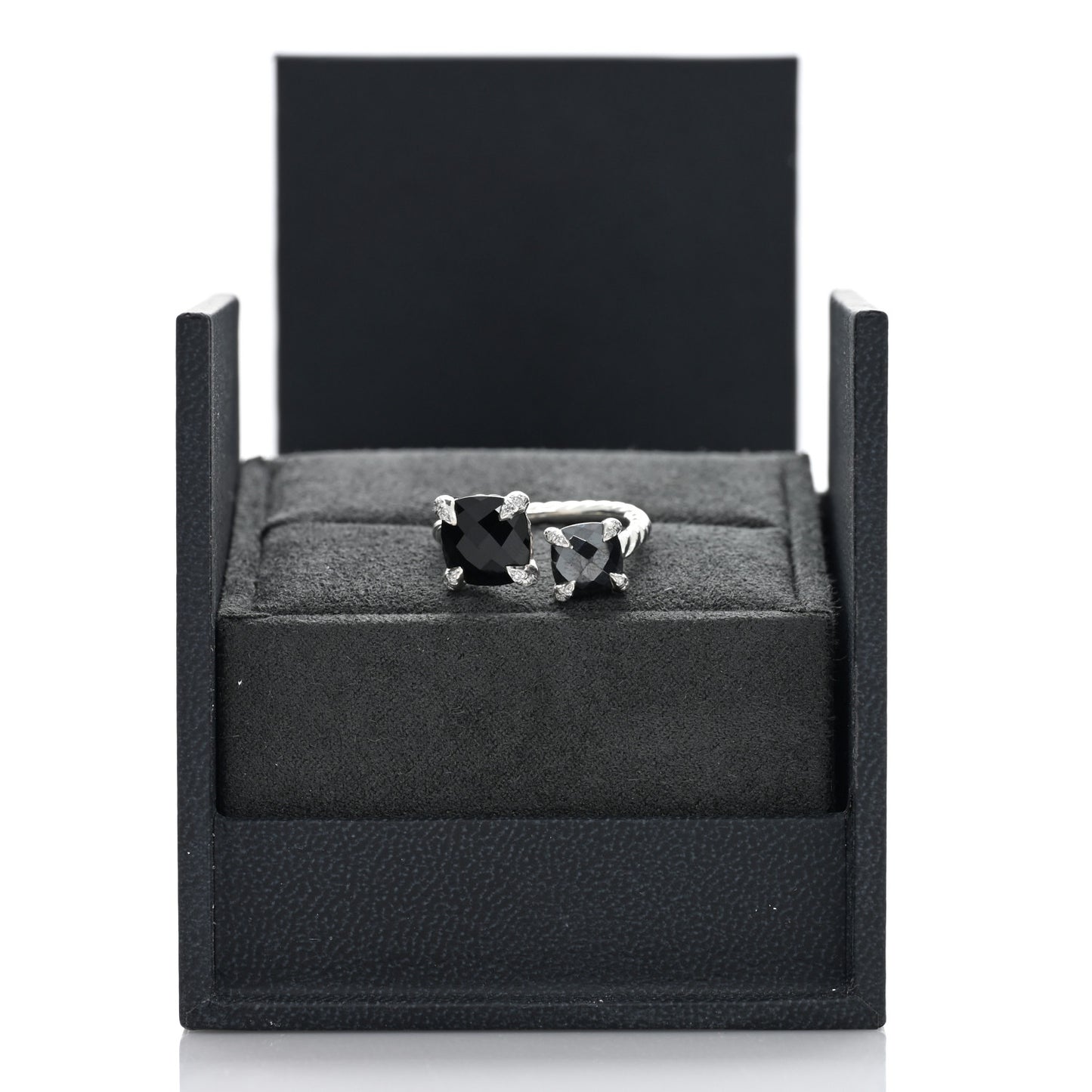 Sterling Silver Diamond Black Onyx Hematine Chatelaine Bypass Ring 52 6