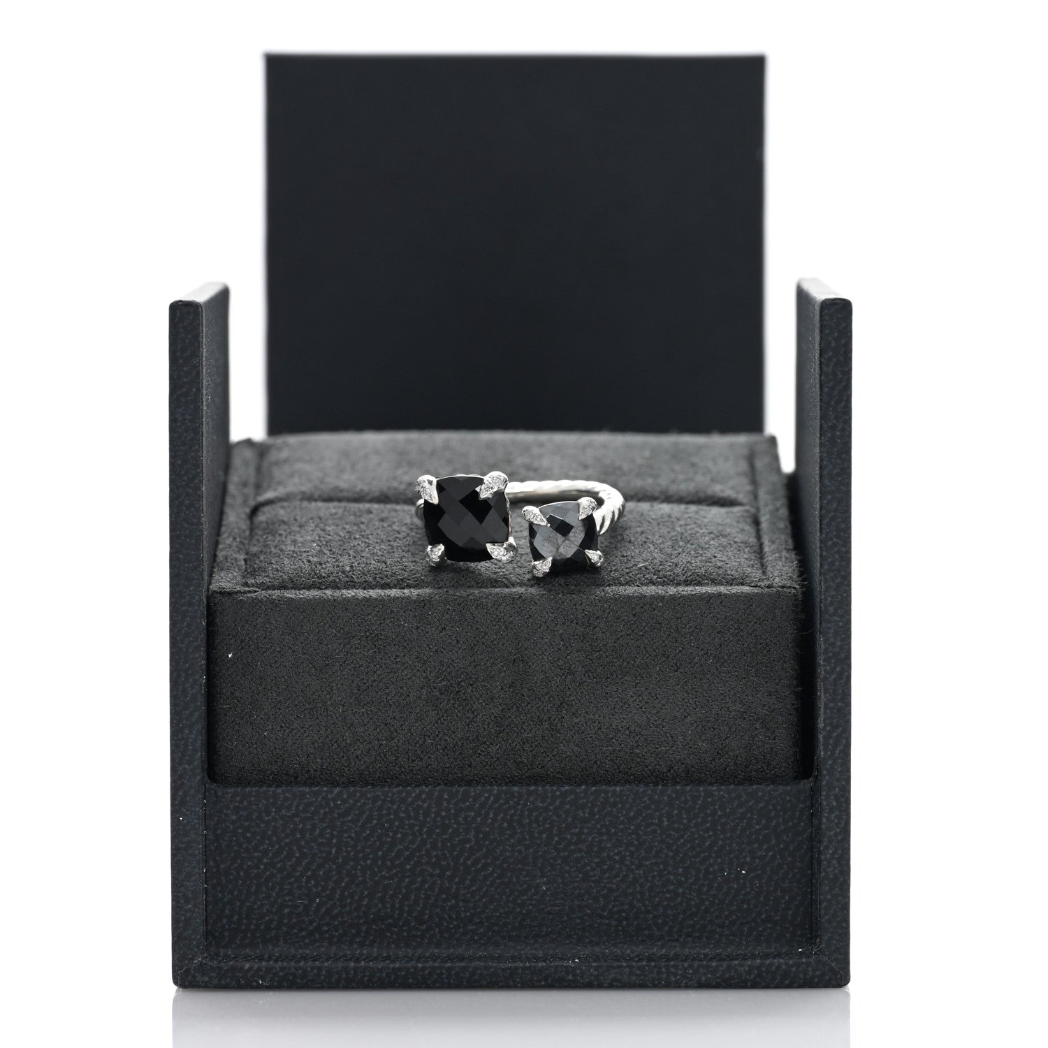 David Yurman Sterling Silver Diamond Black Onyx Hematine Chatelaine Bypass Ring 52 6 5 of 5