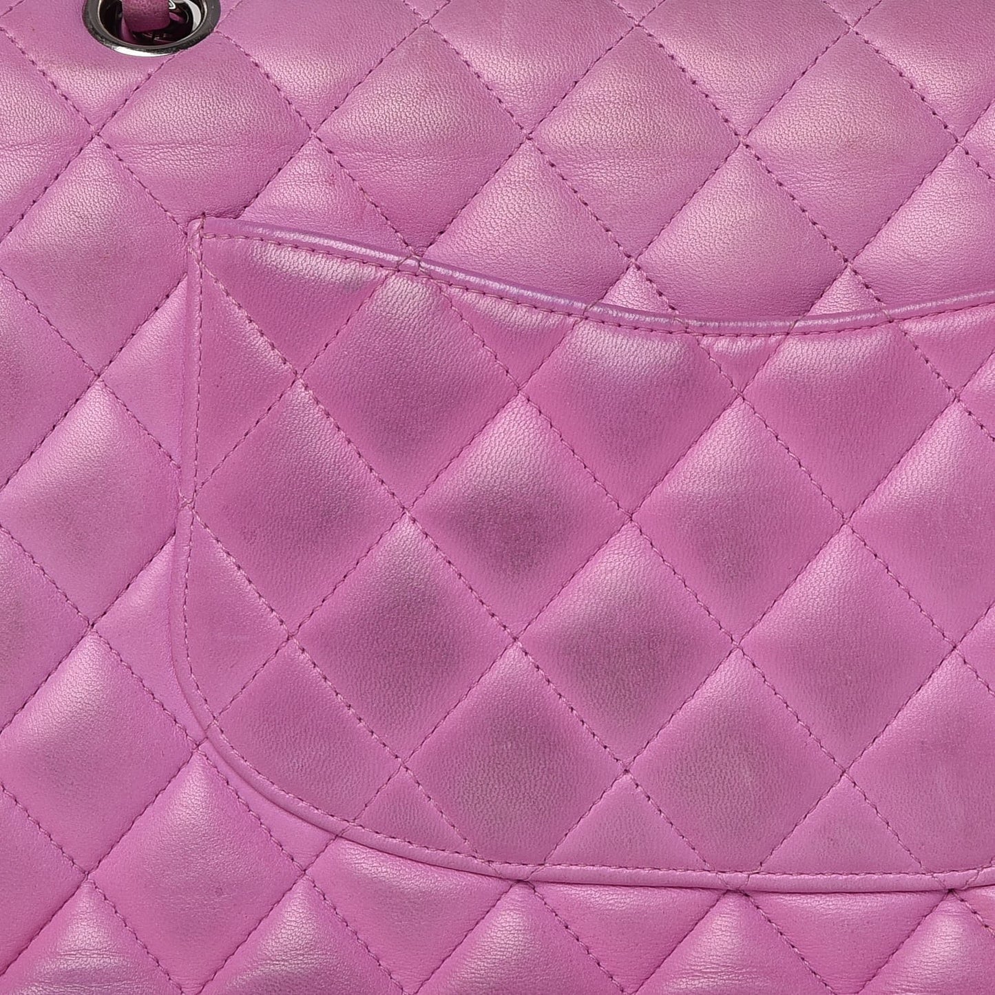 Lambskin Quilted Medium Double Flap Light Purple