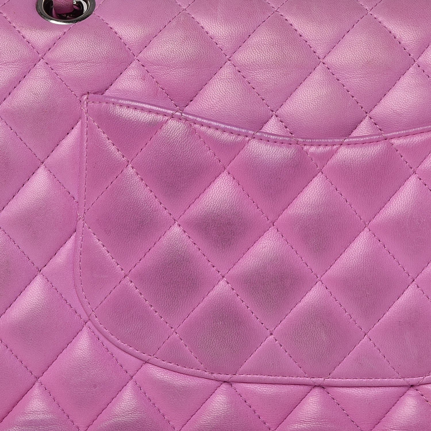 Chanel Lambskin Quilted Medium Double Flap Light Purple 15 of 17