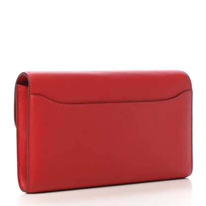 Hermes Evercolor Constance Long Wallet Rouge Casaque 2 of 4