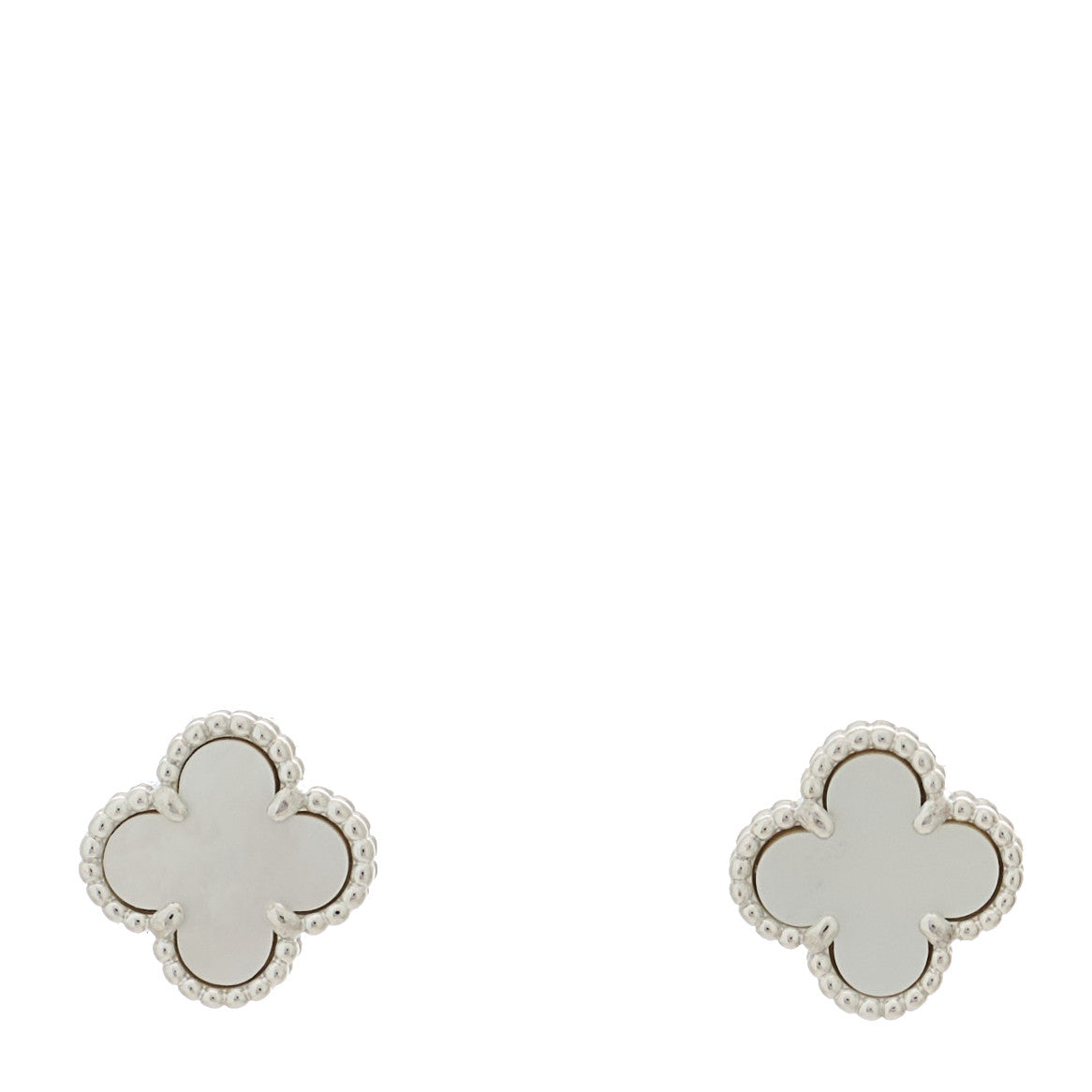 Van Cleef & Arpels 18K White Gold Mother of Pearl Sweet Alhambra Earrings 1 of 5
