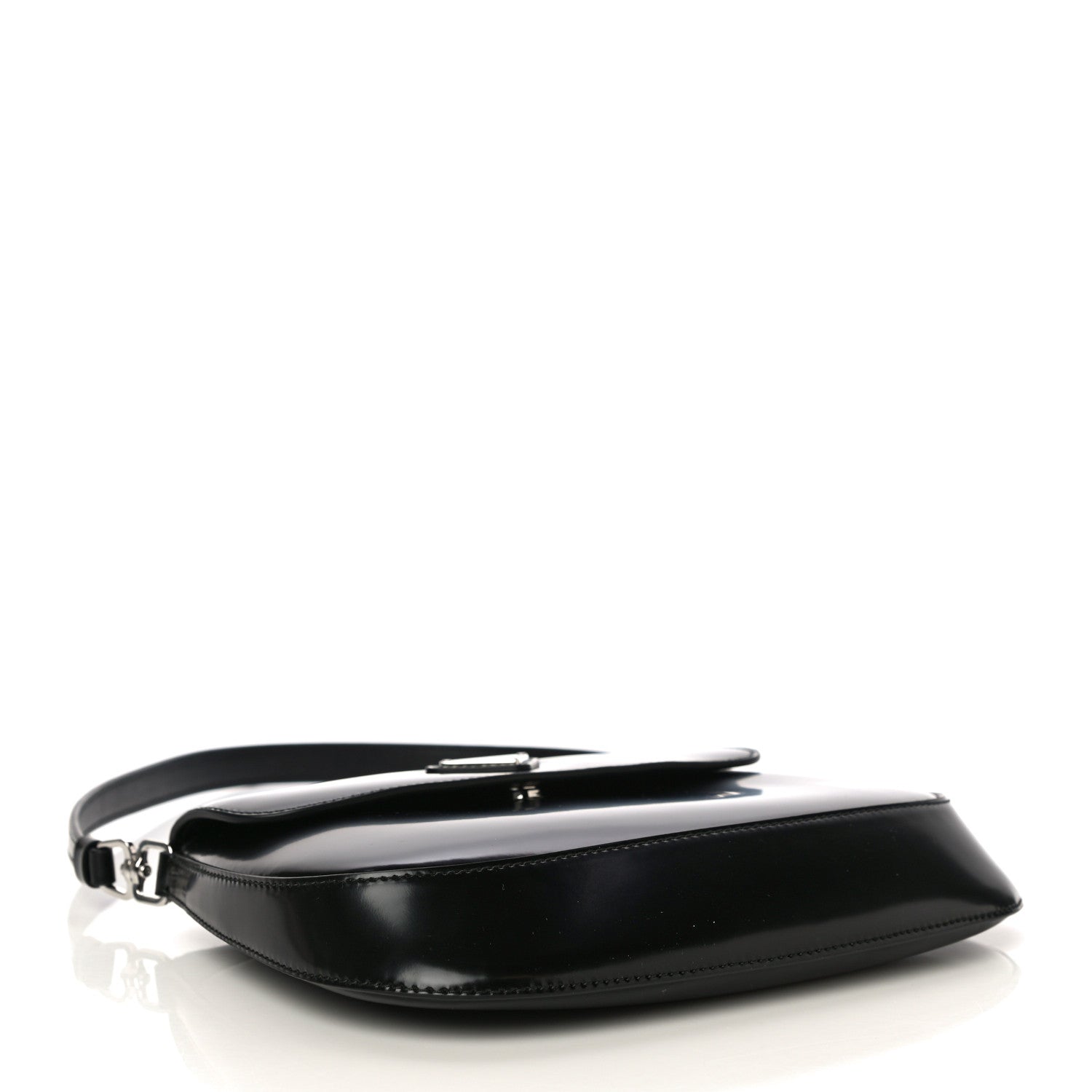 Prada Spazzolato Cleo Flap Shoulder Bag Black 4 of 10