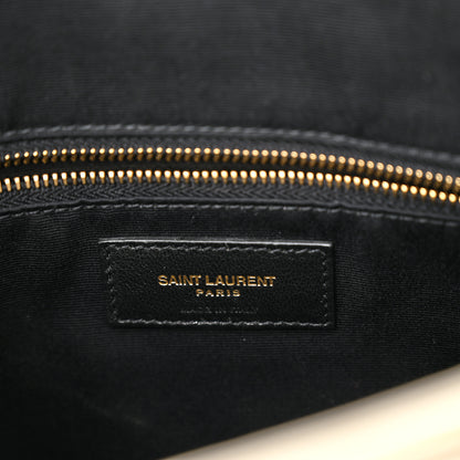 Saint Laurent Grain De Poudre Matelasse Chevron Medium Tribeca Shopping Bag Crema Soft 6 of 10