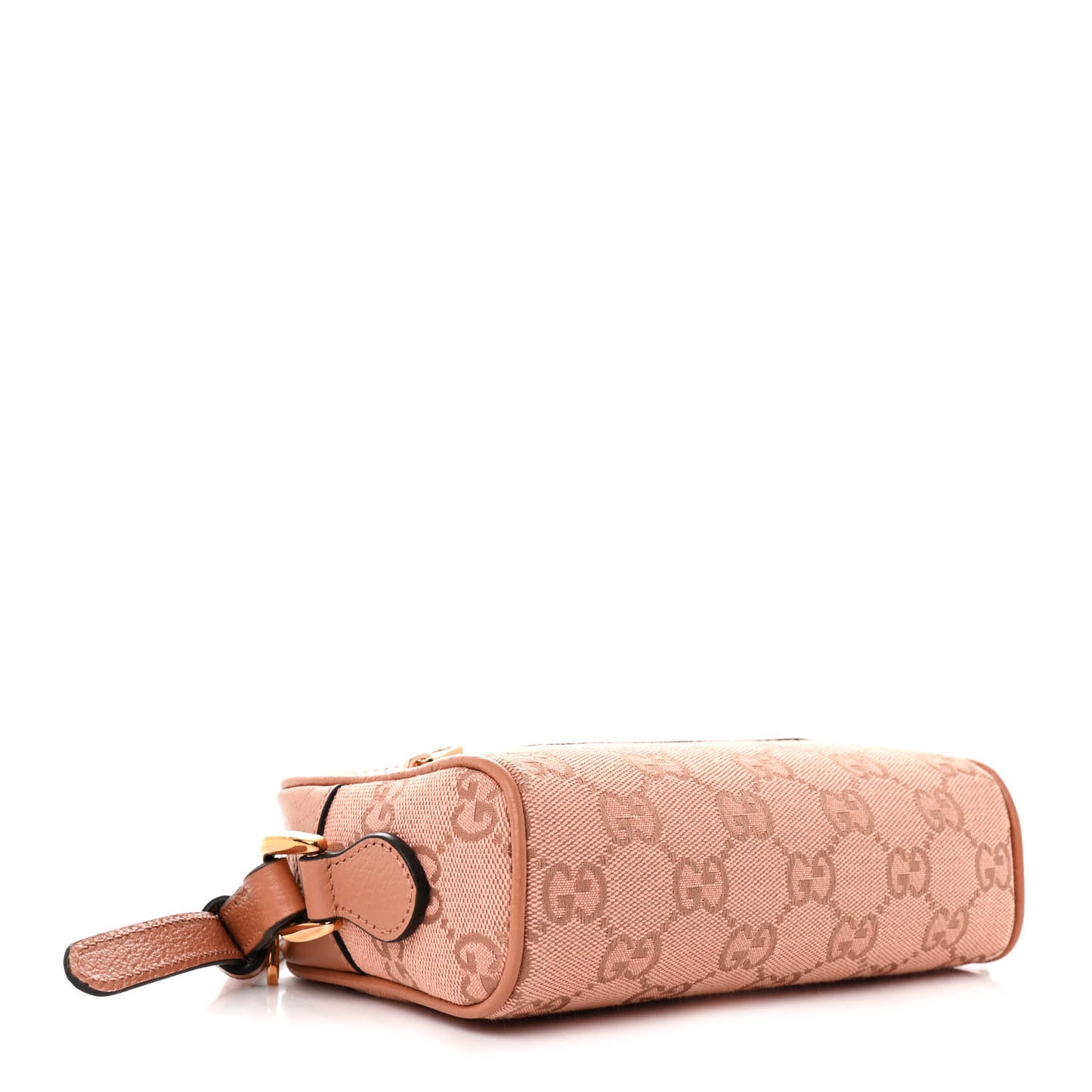 Monogram Textured Dollar Calfskin Mini Ophidia Shoulder Bag Cloche Rose Pink