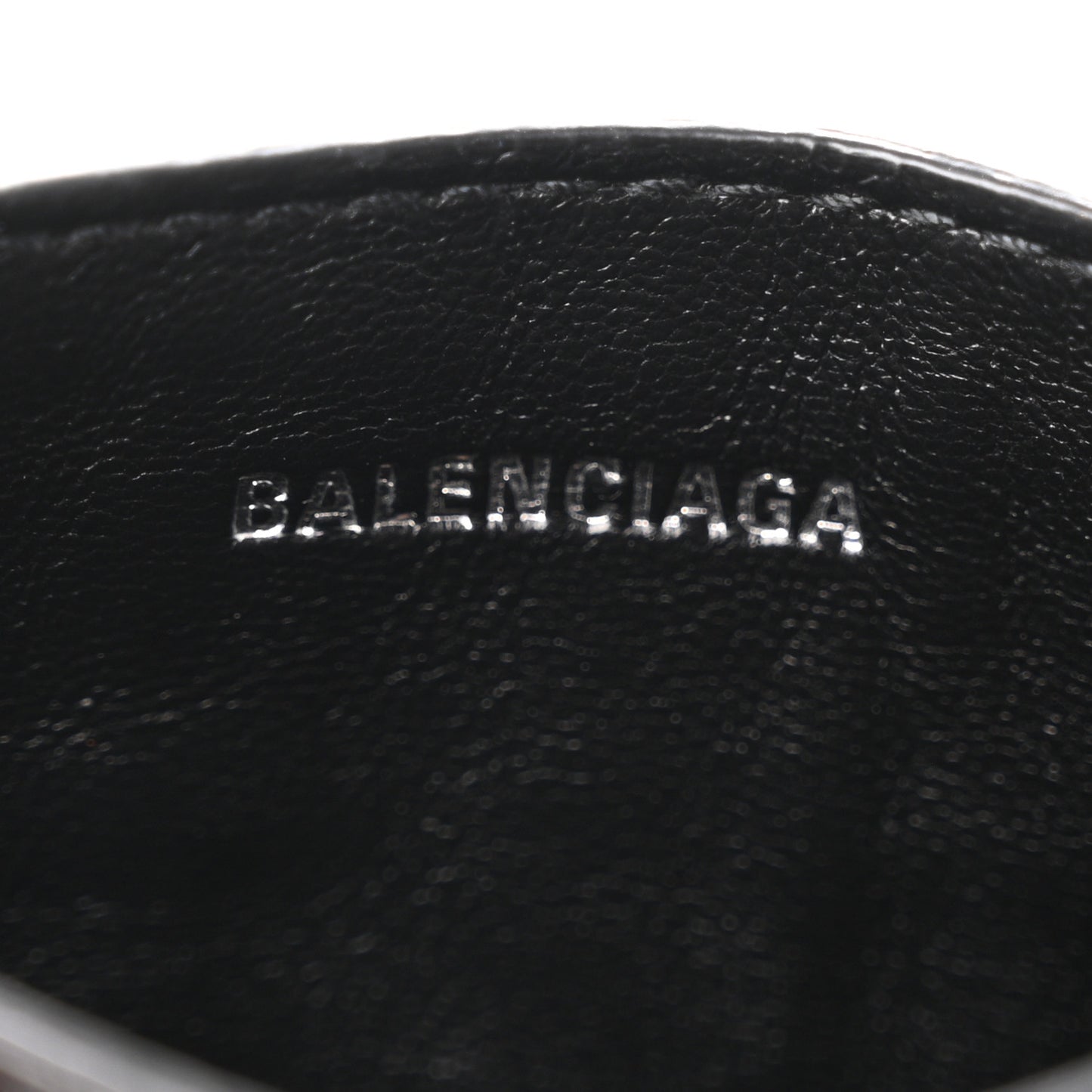 Shiny Calfskin Logo Crocodile Embossed Cash Rounded Card Holder Black White