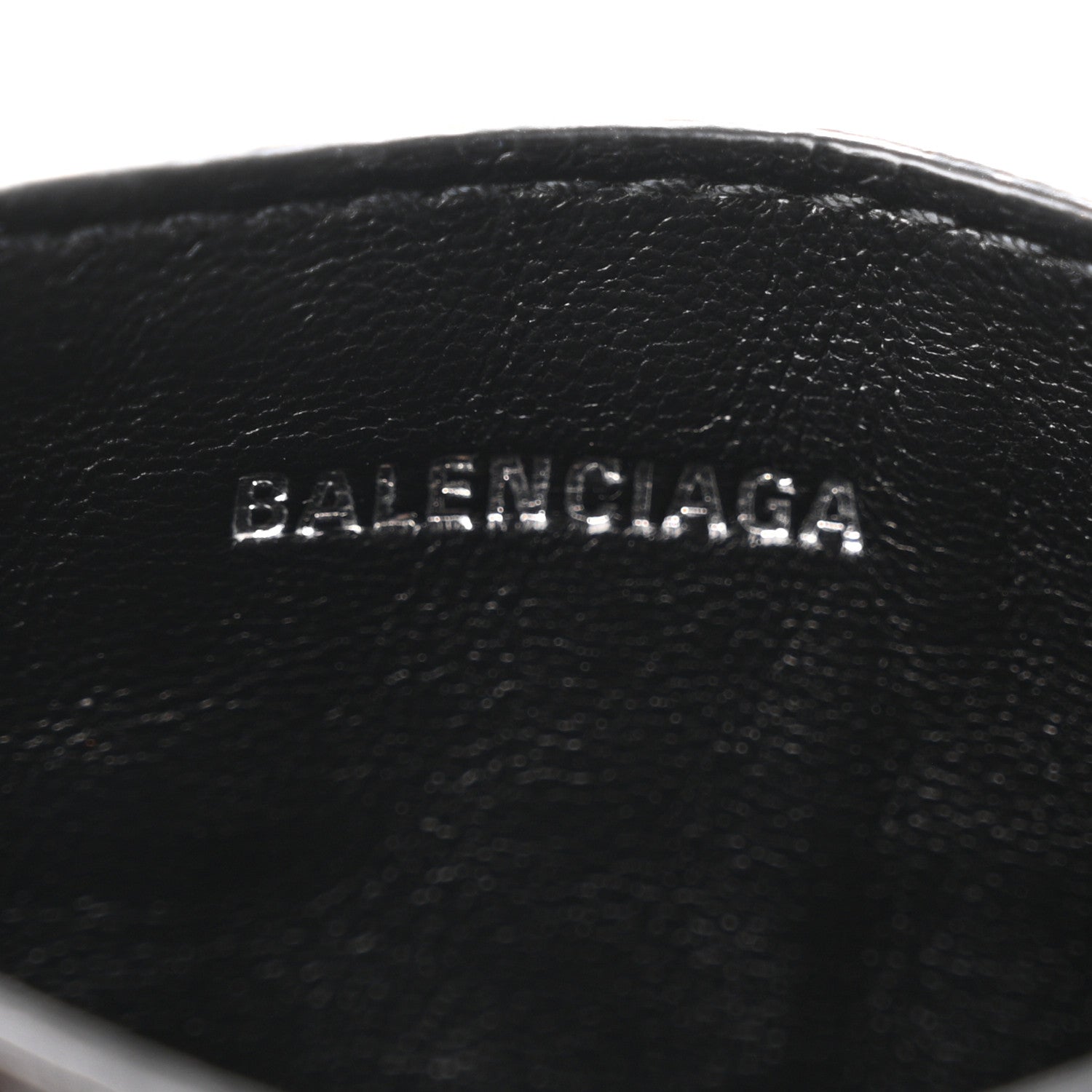 Balenciaga Shiny Calfskin Logo Crocodile Embossed Cash Rounded Card Holder Black White 6 of 9