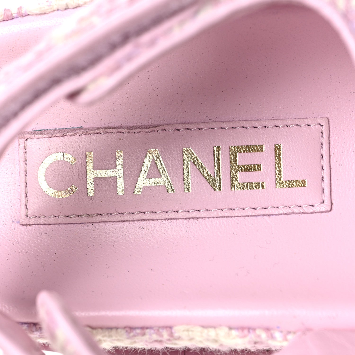 Chanel Cotton Tweed Velcro Dad Sandals 38 Pink Ecru 9 of 10