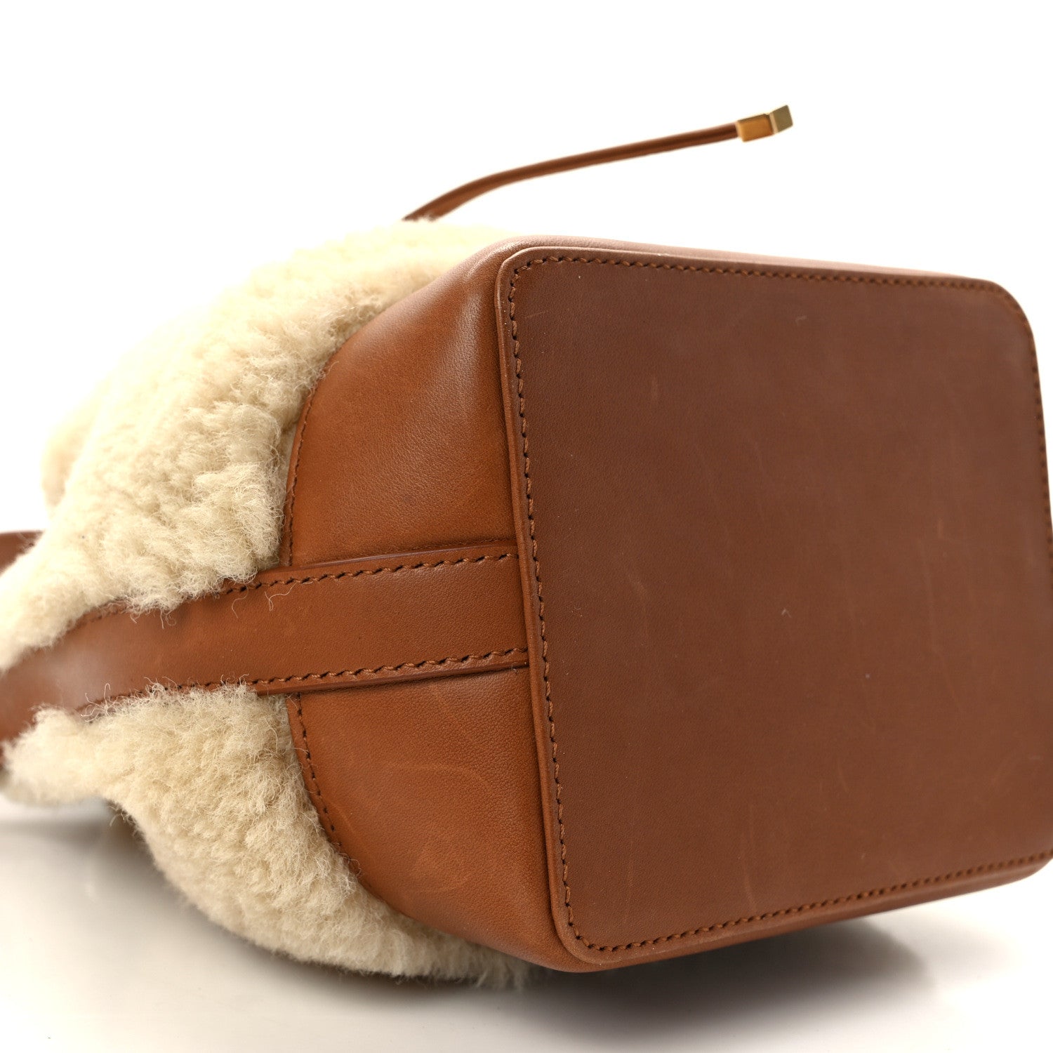 Saint Laurent Shearling Calfskin Small Emmanuelle Bucket Bag Natural Beige Brick 9 of 13
